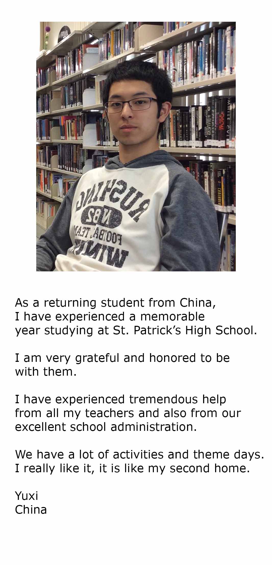 International student testimonials from Yuxi Wang